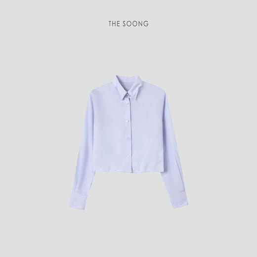 THESOONG/秋季长袖衬衫女短款上衣无袋免烫抗皱开衫方领HRCS6875 商品图8