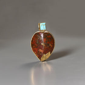 辽代花斑红玛瑙+夏商绿松石嵌片项坠