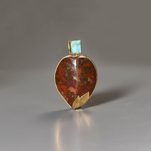 辽代花斑红玛瑙+夏商绿松石嵌片项坠 商品图0