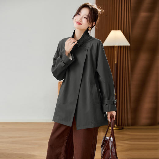风衣外套中长款，气质休闲宽松外套HR-MUZL88091 商品图2