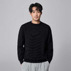 墨麦客男装纯色横纹肌理圆领针织衫男士冬季新款宽松休闲毛衣 商品缩略图1