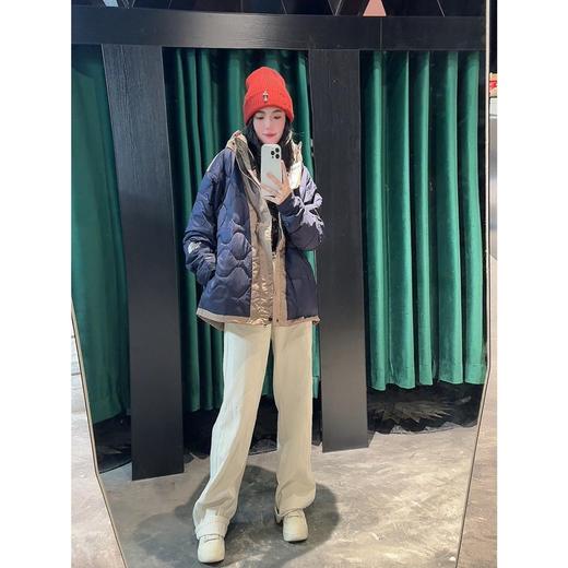 THE NORTH FACE 22ss Logo刺绣隐藏式拉链拼色保暖休闲连帽羽绒服 商品图2