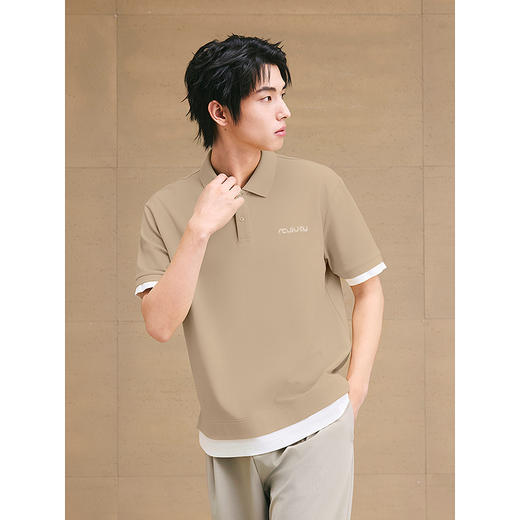 GXG男装 假两件通勤时尚polo衫休闲时尚翻领短袖上衣  25夏新品 商品图2