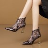 【预售5天】欧美时装网靴性感豹纹网纱凉靴新款真皮尖头高跟短鞋女HY&H3572 商品缩略图1