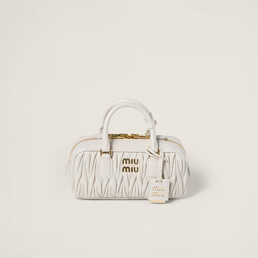 Miu Miu 女士 Arcadie 马特拉塞凸纹纳帕皮革提挎包 米白色 5BB142 AN88 F0009 VOON 商品图0