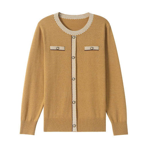 CC小香风撞色边针织衫女春秋好看圆领短款精致感打底衫显瘦毛衣潮 商品图4