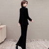 QYM 99H224-Y丝绒三件套时尚妈妈装小衫+西装外套+高腰裤套装 商品缩略图2