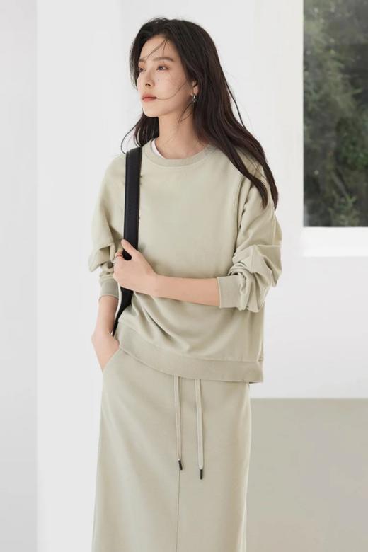 DUIBAI对白 草绿色休闲卫衣半裙套装 21173 商品图1