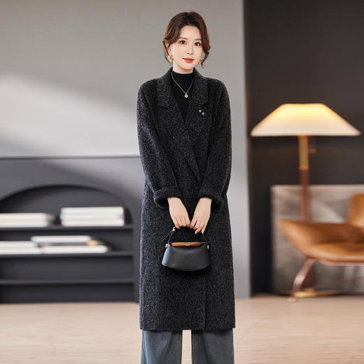 TC 53259西装领宽松双面呢羊毛绒大衣毛呢外套大码 商品图2