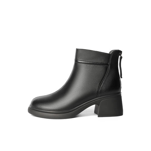 【云粉节】BF楼 森达超软羊皮短靴2025冬季新款简约粗高跟休闲靴XRN01吊牌价999活动价539 商品图1