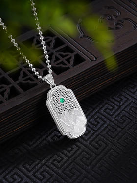 子佩集S990银【山河湘貌】大号套链项链【DSDZ009】纯银花丝绿玉髓大师工坊原创作品山水