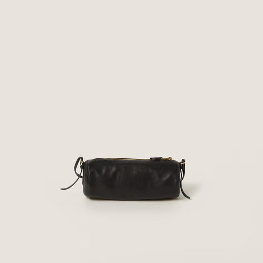 Miu Miu 女士压花字母徽标纳帕皮革小号单肩包 黑色 5NE851 AEFX F0002 商品图2