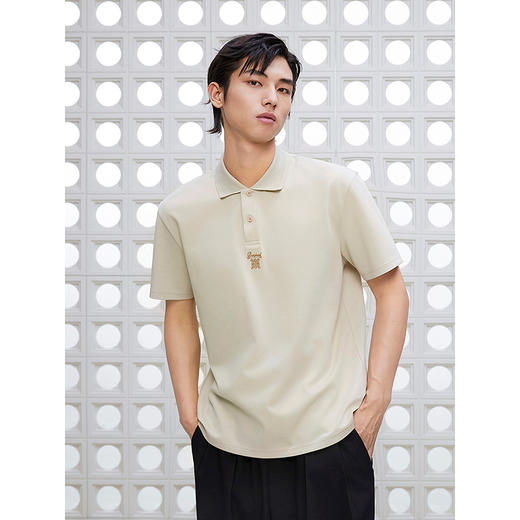 GXG男装 肌理感绣花polo衫男士上衣简约翻领短袖T恤 25夏新品 商品图2