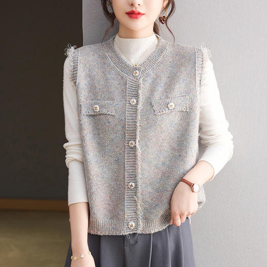 CC小香风马甲女2025新款春秋外搭针织坎肩外套洋气减龄马夹背心开衫 商品图2