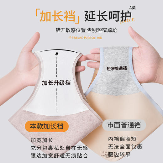 【新升级&原生态】医用级A类纯棉内裤 女生中腰内裤 新款7A抑菌加长裆三角短裤头 商品图2