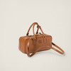 Miu Miu 女士亮漆金属字母徽标 Arcadie 大号皮革提挎包 棕色 5BB148 ACR3 F0046 VOON 商品缩略图1