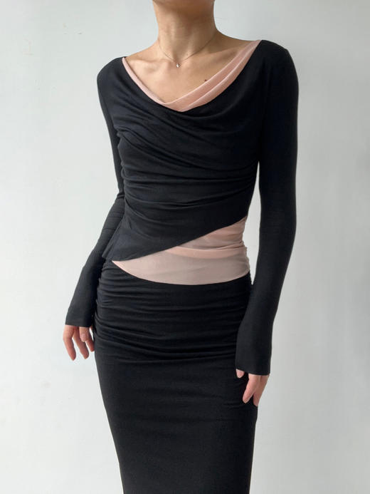 SIJIA｜AW2541 黑色针织双层半裙 商品图3