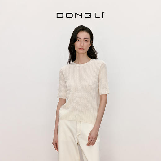 东黎 • 我不被驯化 小山羊绒女士秋季绞花半袖 5516 商品图2