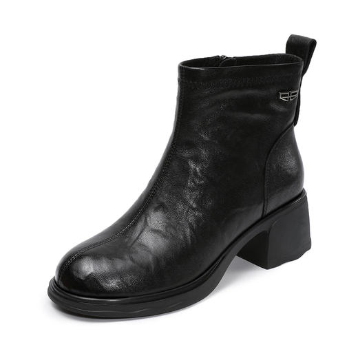 ZM 258683马丁靴复古厚底粗跟法式短靴 商品图4