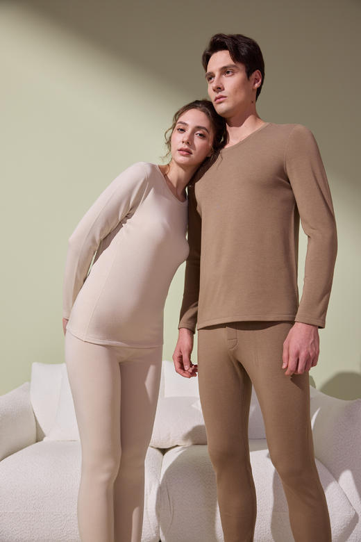 【单件6折/2件5折】【新品主推款】【秀黛】【男款/女款】呼吸绒防湿冷暖衣圆领套装男士女士保暖套装【280g左右】【有红色】S3661062T/S3660037T【门店同款】 商品图1