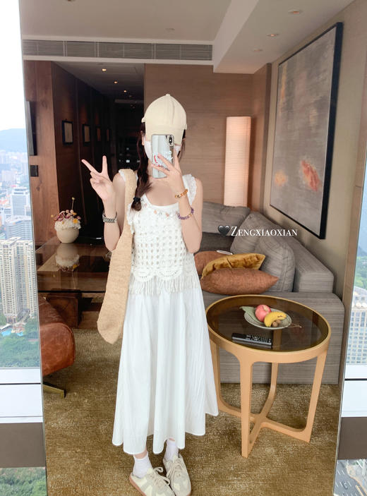 【129元任选2件】现货！波西亚风钩花流苏镂空针织背心/白色背心 商品图7