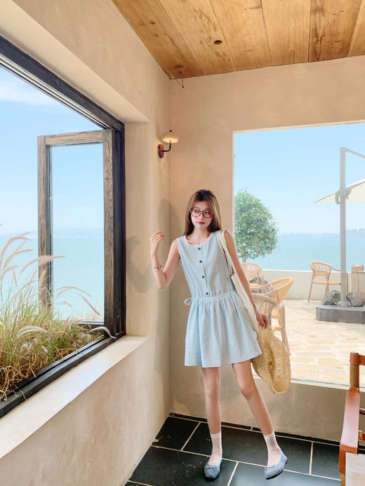 <曾小咸推荐> 韩系减龄抽绳无袖背心连衣裙 商品图6