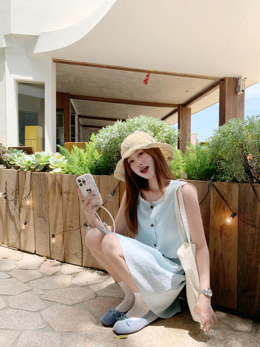 <曾小咸推荐> 韩系减龄抽绳无袖背心连衣裙 商品图12