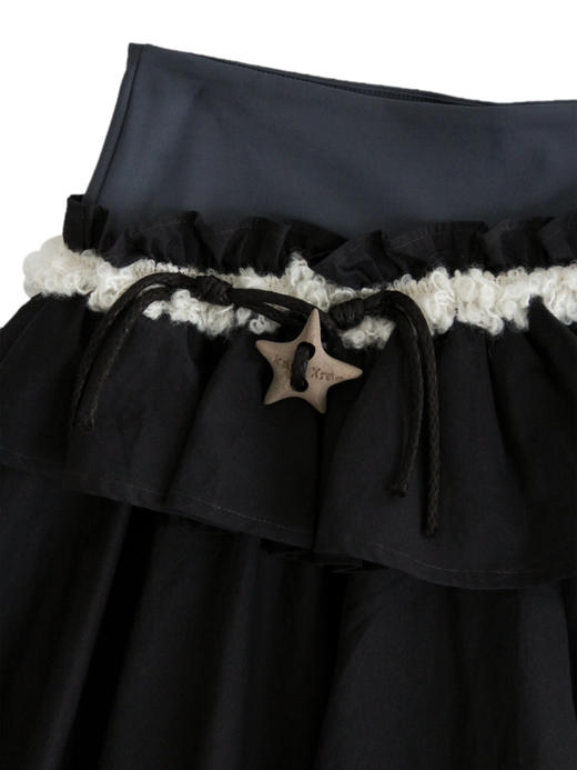 Kaiy Xiao 魔法星星系列 毛绒褶皱双层不规则长半裙 商品图5