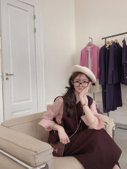 金蘑菇菇 通勤审美取向 衬衫三件套/高智感休闲小白花 商品图5