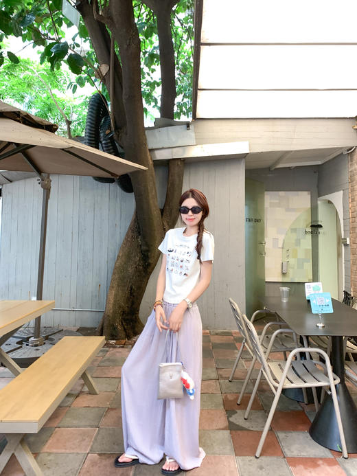 <曾小咸推荐>3.29现货秒杀！微信超特价！韩系休闲宽松垂感阔腿休闲裤 日常179.99 立减100 秒杀79.99！浅灰印花短袖秒杀59.99！！ 商品图12