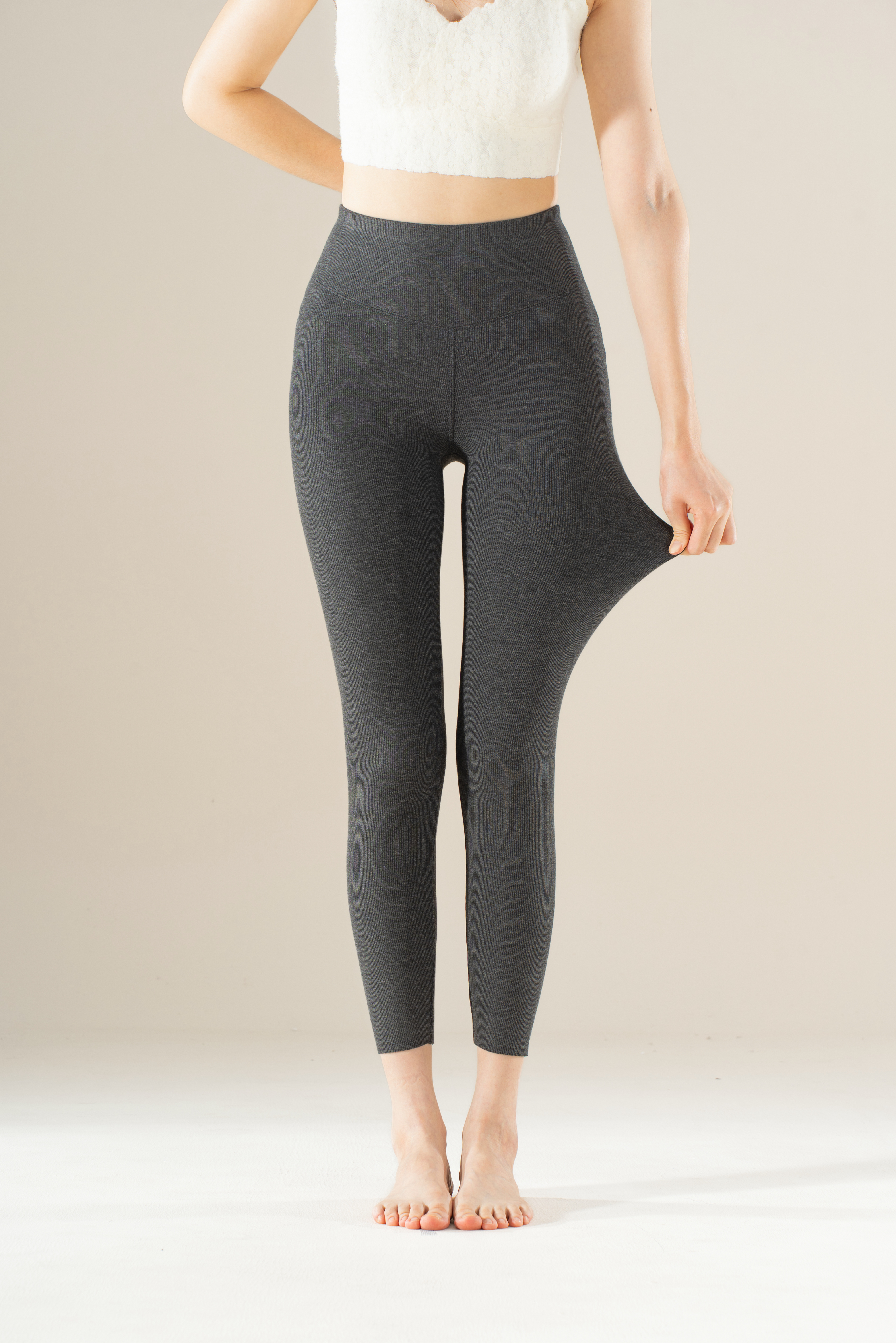 连绵·竖条加绒九分裤