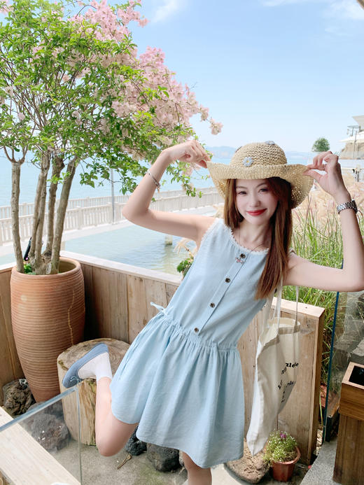 <曾小咸推荐> 韩系减龄抽绳无袖背心连衣裙 商品图5