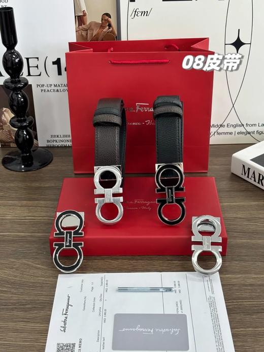 菲拉家男士双面可调式8字扣腰带皮带礼盒双面设计配双扣头 商品图0