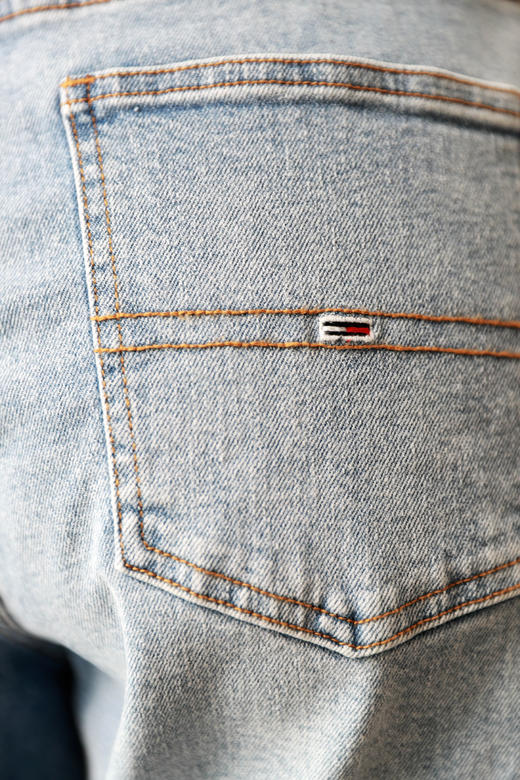 丹宁复古仔裤，YKK吉田拉链。美式磨白水洗宽松锥型牛仔裤C092568 商品图13