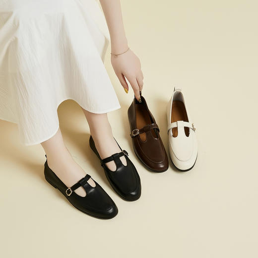 【三个款式任选】步印气质浅口单鞋合集 小香风轻奢T字带乐福鞋/亮面玛丽珍鞋/小方头浅口单鞋 鞋面柔软不挤脚 优雅通勤简约大方 商品图1