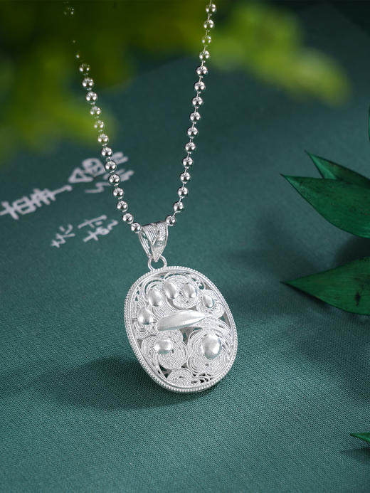 子佩集S990银【银杏寄情】情侣套链项链【DSDZ005】原创作品花丝珐琅彩双面吊坠2509 商品图6