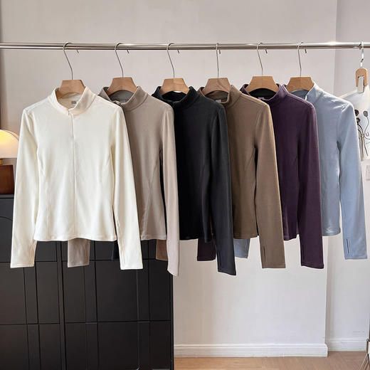 线下399！2025半拉链修身摇粒绒打底衫内搭上衣保暖显瘦外穿健身训练服！ 商品图1