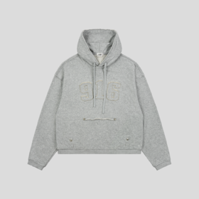 GOODBAI 916 胸口大logo贴布绣连帽纹理面料毛边oversize长袖卫衣