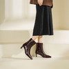 Westory2025年冬季小方头中跟抓邹牛油皮一脚蹬极简宽筒气质短靴W25DS85501 商品缩略图4