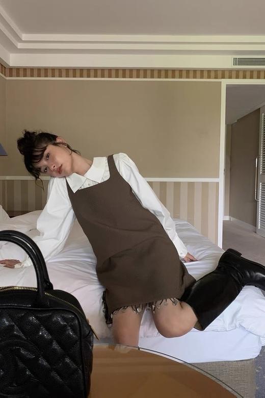 amadella 橄榄绿棕珠串流苏无袖背心连衣裙 18716 商品图2