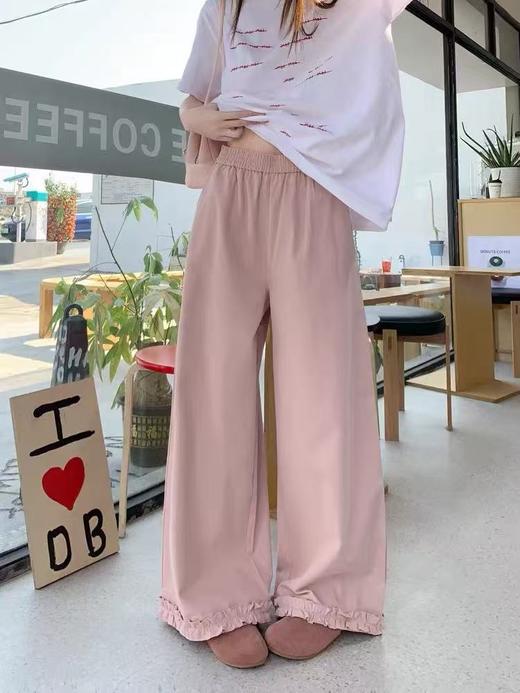 12.12错过没有！清货不退【秋上新】爆款木耳边～8012慵懒风长款休闲宽松秋季新品裤-喜出 商品图0