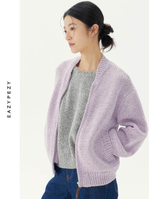 小樽的冬天重磅羊绒羊毛针织棒球衫外套 商品图2