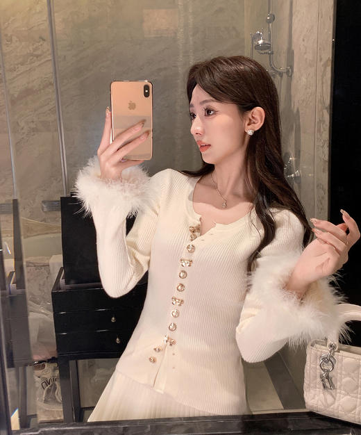 张心子【迷雾花园】秋冬纯欲仙气羽毛袖针织衫上衣 U2510054 商品图12