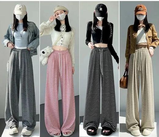 （69元2条闭眼入！超有弹力和垂感 温暖软糯质感绝了！！设满减拍2立减）复古条纹阔腿裤 女秋冬2025新款高腰宽松直筒慵懒风休闲裤 商品图7