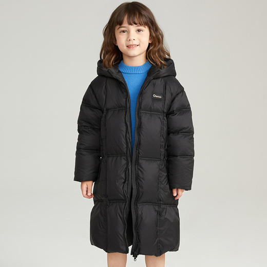 笛莎Deesha 2025冬季女童时尚连帽加长款羽绒服 商品图2