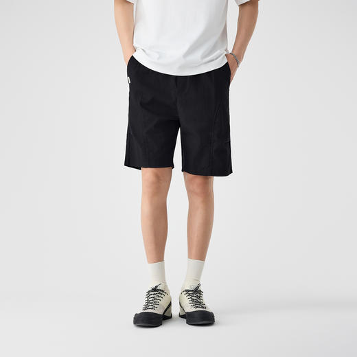 墨麦客棉亚麻休闲五分裤男士2025夏季新款简约宽松直筒薄款短裤男 商品图2