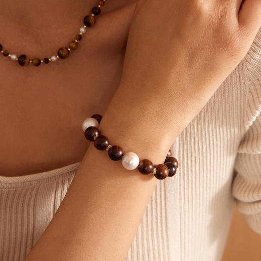 Manreya玛芮雅“檀珠映月”珍珠檀木手串|檀木，珍珠 商品图1