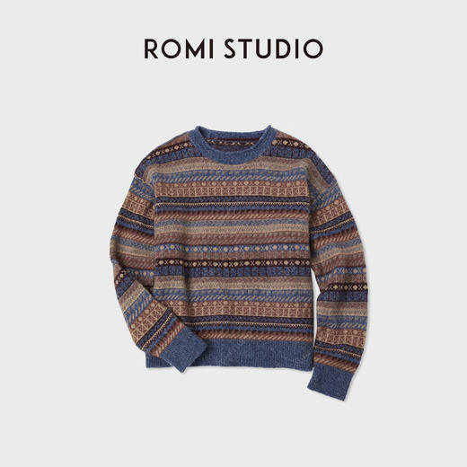 ROMI STUDIO“美式复古”100%羊毛费尔岛提花针织毛衣 RWCAS65760 商品图0