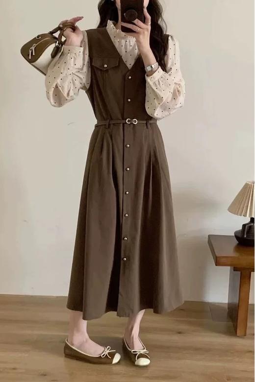 amadella 甜美复古波点衬衫背心裙两件套装 21369 商品图2