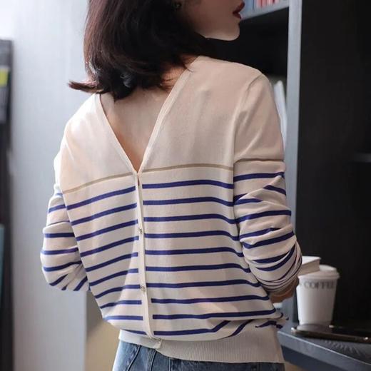 天丝干爽两面穿条纹V领衫｜正反两穿秒变两种风格 商品图2
